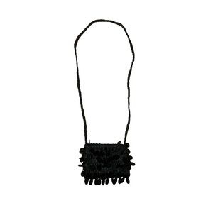 Y2k Black Beaded Sequin Crochet Crossbody Mini Purse Shoulder Handbag Vintage